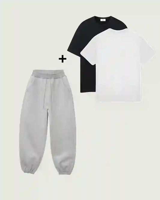 Premium Jogging + 2 T-Shirt Black and White (توصيل مجاني)